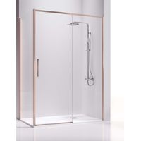 Mampara de Ducha Angular- 2 Hojas Fijas y 1 Puerta Corredera - Cristal de Seguridad de 6 mm - Modelo Masela Q3 OR (112 - 113 cm)