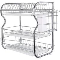 Multi-functional 3-Tier Dish Rack Kitchen Supplies Storage Rack Draining Rack with Chopsticks/Knives
