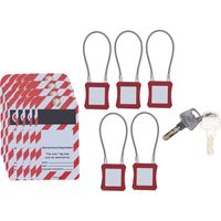 Ortviai Kit de Sécurité avec 5 Câbles Cadenas et 20 Étiquettes PVC Réutilisables pour Lockout Tagout