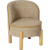 Children's vintage armchair rubberwood and chenille fabric beige-brown 46x44x52 cm - Louisa