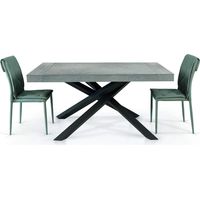 Tavolo in legno nobilitato finitura beton allungabile 180x100 cm - 280x100 cm (Gambe Incrociate)
