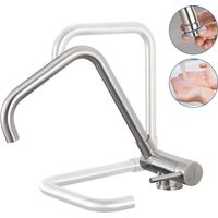 Grifo de Cocina Plegable 180° 7-Formas Grifo debajo de ventana Giratorio a 360° Acero inoxidable Monomando Grifería Mezclador con Aireador para Agua Fría y Caliente