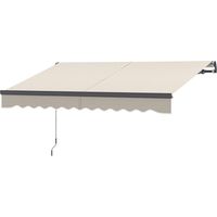 Toldo eléctrico retráctil con manivela, inclinación ajustable, protección UV, 296x250 cm, crème