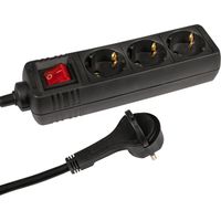 Meister Steckdosenleiste 3-fach - Extraflacher Stecker - 2 m Kabel - schwarz - IP20 Innenbereich - Beleuchteter Schalter / Mehrfachsteckdose / Steckerleiste mit Flachstecker / 7430200
