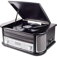 Sistema stereo in stile retrò Denver MRD-51 Black. Giradischi. Radio digitale Dab. Lettore CD e cassette. Registrazione diretta via USB di dischi in vinile, CD e cassette. Legno