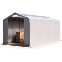 4x8m hangar TOOLPORT, PVC 850 N, H. 3m avec portes à fermeture Eclair et fenêtres dans le toit