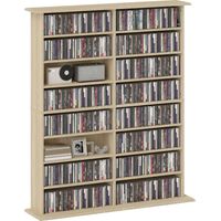 Mobile Libreria porta CD a 16 Ripiani dal Design Moderno in Legno, 106.5x24x126.3 cm, Naturale