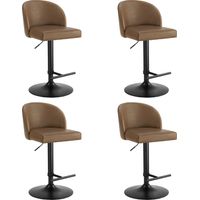 Lot de 4 Tabouret de Bar Réglable en Hauteur, Revêtement en PU, Rotatif sur 360-Marron