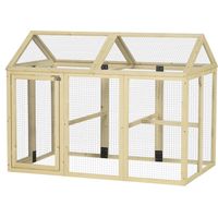Pawhut – Enclos poulailler 1-3 poules – Parc grillagé en bois de sapin avec portes verrouillables – Dimensions 140x88,5x106cm – Naturel