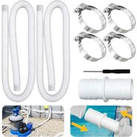 Lot 2 tuyaux piscine 32mm 150cm – pour pompes – avec 4 clips sécurité + 1 raccord – blanc