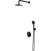 OMNIRES Y - Duschset mit Unterputzarmatur, mit Einbaukörper, Durchmesser 20 cm, schwarz SYSY38BL