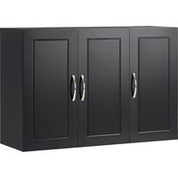 Sobuy – Armoire murale de salle de bain FRG231LSCH – Meuble haut avec 3 portes – Dimensions 90x30x60 cm – MDF noir – Montage facile