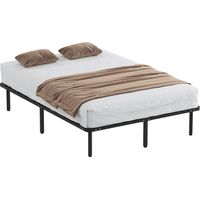Cama 160x200 cm avec Structure Acier, Lames Peuplier, Rangement, Charge 500 kg Noir