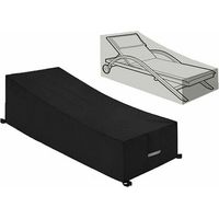 Housse de Protection Imperméable, Coupe-Vent, Anti-UV en Tissu Oxford 210D - Conçue pour les Bains de Soleil et Transats - Dimensions 210x75x40/80CM - Couleur Noir.