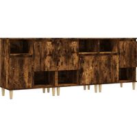 3 pcs Buffet,Bahut,Meuble de Rangements chêne fumé 60x35x70 cm bois d'ingénierie CFW93192