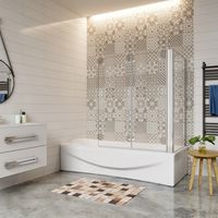 Pare-baignoire d'angle pliant 70x100x140cm cabine de douche pliant en baignoire