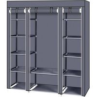 Armoire penderie portable 69" en tissu non-tissé gris, armoire de rangement pliable robuste, penderie facile à assembler