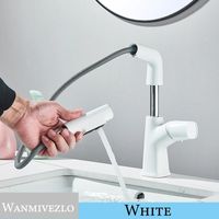 WASCHTISCHARMATUR herausziehbarer Wasserfall-Auslauf, heißes kaltes Wasser, Weiß