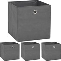 Vidaxl – Boîte de rangement pliable 4 pcs tissu non-tissé 32x32x32 cm gris – Œillet en métal pour extraction facile