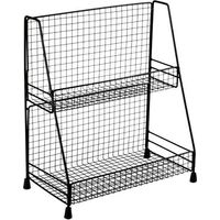 Mensola Porta Spezie 2 Piani in Metallo - 30x15x34cm - Colore Nero