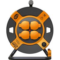 REV Kabeltrommel Außen 25m H07RN-F 3x1,5, orange, 4x Schutzkontaktstecker Elektrische Kabel & Leitungen