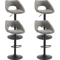Bar Stools 4Pcs in PU Leather Modern Swivel Counter Chairs with Hollow Backrest for Home Bar Kitchen, Gray, Wahson