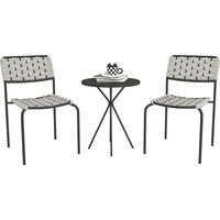 Polyrattan Gartenmöbel Set, Outdoor Lounge Balkonmöbel für 2 Personen, 3-teilig 2 Stühle, Tisch Grau
