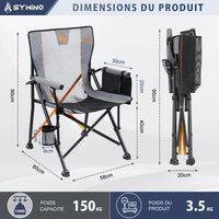 Symino Chaise Pliante Camping-Lot de 1, Tissu Oxford 600D Semi-Transparent, Capacité 120 kg, Léger et Portable, pour Plage Jardin Pêche