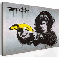 Tableau arrête ou le singe va tirer , Banksy - 90 x 60 cm