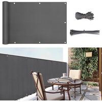 Sunula Balkon Sichtschutz Blickdicht PES Balkonverkleidung Windschutz Ohne Bohren, mit Nylon Kabelbinder und Kordel, Patentierte Reißfeste Ösen, Wetterfest, Anthrazit, 75x300 cm