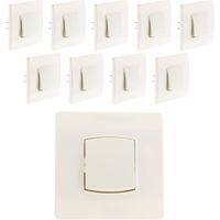 Lot de 10 boutons poussoir borne-auto vis + griffes blanc – Puissance max 2300W sous 230V – Gamme encastrable Diwone – Certifié NF et CE