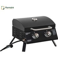 HOMAIRE Gasgrill BBQ klappbar avec 2 brenners, couvercle, thermomètre, en acier au carbone et inox, noir