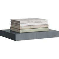 WOLTU Estante de pared con soporte metálico invisible, gris brillante 30x22,9x3,8 cm