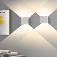 2 pièces Applique Murale Intérieur, Applique Murale Chambre 6W 3000K, LED Applique Murale Carrée, Applique Blanche Utilisée Dans le Salon,la salle de Bain, la Cuisine, la salle à Manger [Classe énergé