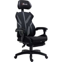 Silla Gaming reposapiés rétractile inclinable avec reposacabezas hauteur ajustable 65x65x119-129 cm Noir