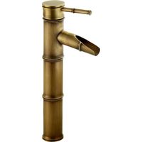 Vintage Bambus Wasserhahn Wasserfall, Messing Einhebelmischer Mischbatterie, Wasserhahn Kaltes und Heißes - 3 Joints