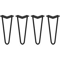 4 x 12" Hairpin Legs - 2 Prong - 12mm - Black