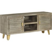 Meuble TV, Banc TV, Support pour Téléviseur, Meuble de Salon Bois solide de manguier Gris avec laiton 110x30x48 cm YHJ69679