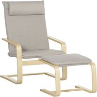 Butaca de Salón con Otomana Sillón con Respaldo Alto Reposabrazos y Almohada Extraíble 67x78x92 cm Gris