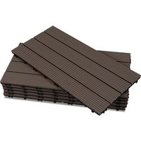 Jiubiaz 24 baldosas de terraza WPC para balcón y jardín instalación sin herramientas adecuadas para áreas grandes marrón café 30x60cm