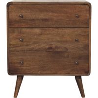 AMXCNOY Solid Wood Curve Edge 3 Drawer Chest, Brown