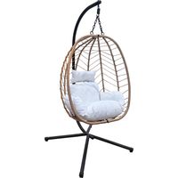 Svita – Fauteuil suspendu pliable en polyrotin naturel – Cadre en acier thermolaqué – Dimensions 95x95x195 cm – Capacité 120 kg