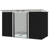 Abri de jardin métal 6,3 m³ toit monopente porte coulissante étanche anthracite 280x130x172 cm