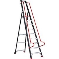 Escalera móvil para almacén y para estanterías con barandillas