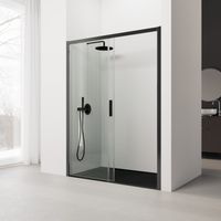 Paroi de douche coulissante - 146-150 cm. Profilé Noir- Verre de sécurité: 6 mm Transparent - Anticalcaire