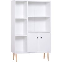 Bibliothèque mobile avec pieds en pin blanc 80x23,5x123cm