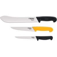 Set Coltelli 3 Pezzi per Scannare Disosso e Scimitarra Bufalo Kit BBQ