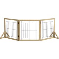Valla para Mascotas Plegable de 3 Paneles con Plegado Bidireccional y Patas de Apoyo Triangulares 210x44x70 cm Natural