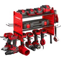 ONEVAN Organisateur mural pour outils électriques, 3 étages, avec Panneau perforé et 6 supports de perceuse,pour garage et atelie