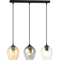 Lampada a Sospensione Istar, Acciaio verniciato a polvere, Vetro, Nero, Grigio, Ambra, 70x100x14 cm